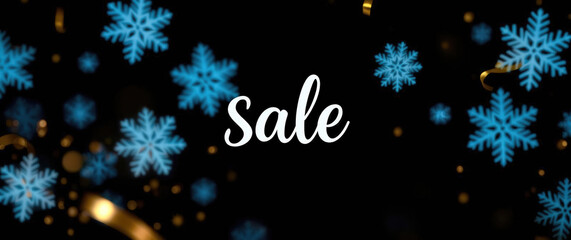 Winter sale banner with snowflakes and festive decorations for web layout