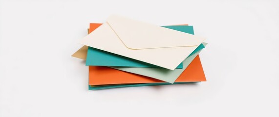 Stylish collection of colorful envelopes for sale on a simple web banner layout