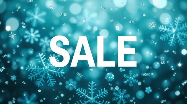 Bright sale banner with snowflakes and a festive background ready for winter promotions