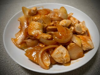chinese cuisine chicken and vegetable stir fried