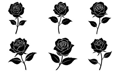 Elegant rose silhouette collection for sophisticated designs, romantic themes, and timeless beauty. Perfect for weddings, invitations, and branding projects.