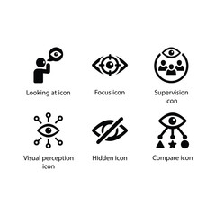Looking at, Focus, Supervision, Visual perception, Hidden, Compare, Black Icon Set
