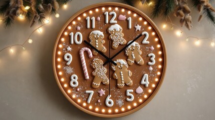 Unique gingerbread clock display with festive decorations