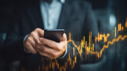 Man checking stock market performance on smartphone