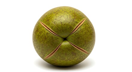 Green fruit with crossshaped markings isolated on white background