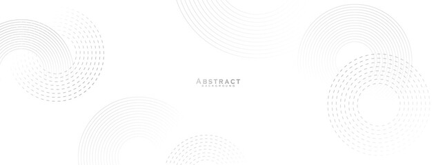 Minimal White Abstract Circular Dotted Pattern Background with Modern Clean Geometric Shapes Vector