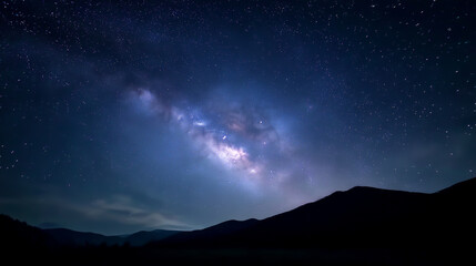 깊은 밤 은하수와 별이 빛나는 숲 풍경