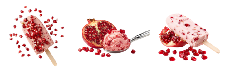 Pomegranate ice cream treats on transparent background delicious dessert showcase studio view