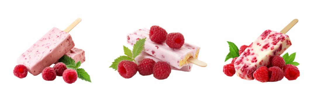 Delicious raspberry ice cream bars on transparent background sweet treats for summer delight