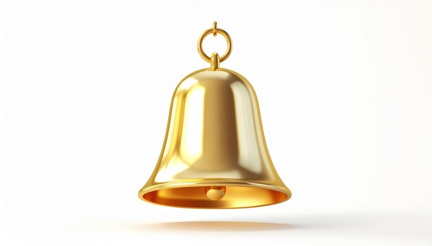 Shiny Golden Bell on White Background