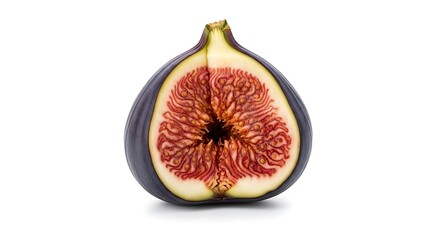 Whole and halved fig isolated on white background