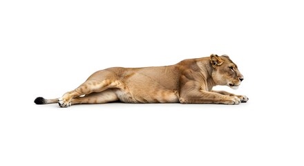 Graceful Overhead Composition of a Resting Lioness in a Soft, Calm Mood
