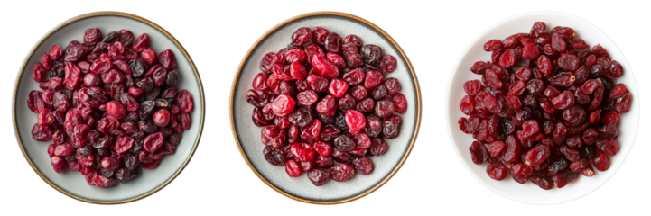 Three plates filled with vibrant red cranberries, perfect for showcasing the delicious fruit