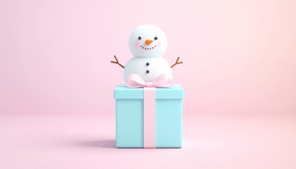 Cute 3D Snowman On Christmas Gift