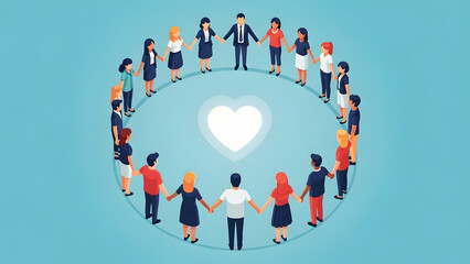 Team building shows diverse group of people holding hands in unity. Team building activity enhances collaboration, promoting cohesion and teamwork among team members.
