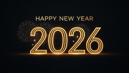 Celebrate a sparkling New Year 2026 with stunning golden fireworks and festive cheer, perfect for holiday greetings and joyous celebrations