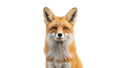 Obraz premium Red fox face portrait looking at camera isolated PNG with Transparent Background