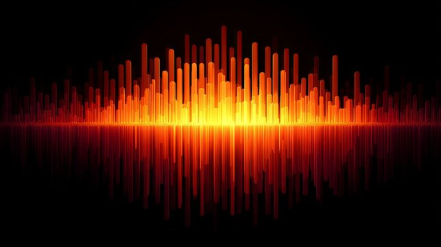 Colorful audio waveform visualization on dark background.