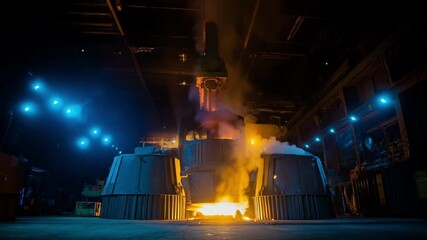 Medium shot of an armmounted robotic assistant precisely controlling molten metal pouring in a hightech casting facility under bright industrial lighting
