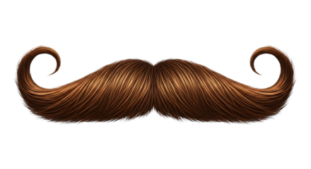 A classic brown curly mustache, elegant and vintage, ready for use.