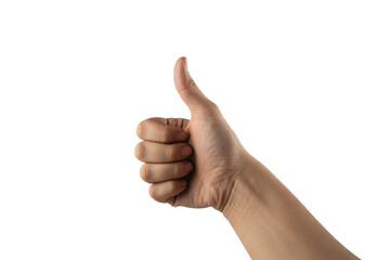 Isolated hand with a thumbs up gesture conveys success, agreement, and positive feedback, perfect for expressing approval or encouragement in various designs