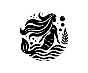 Silhouette of a black mermaid