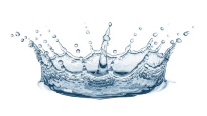 Floating water splash crown enhancing freshness white background