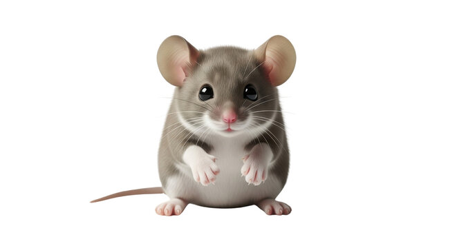 Cute mouse portrait looking at camera isolated PNG with Transparent Background