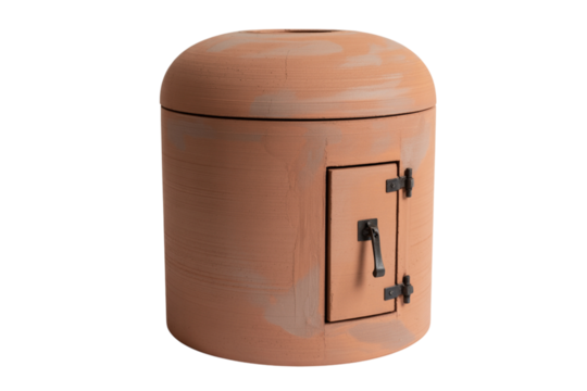 Traditional terracotta tandoor oven isolated on transparent background