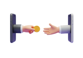 Digital money transfer via mobile phone application concept