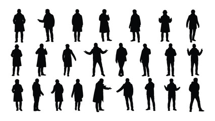 Collection of men's silhouette vectors isolated on white background, Vector