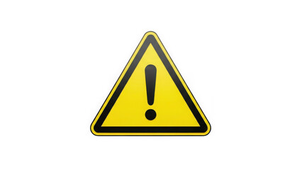 Bright yellow triangular hazard sign with a bold black exclamation mark symbol for caution, danger, error, and alert messages isolated on transparent background