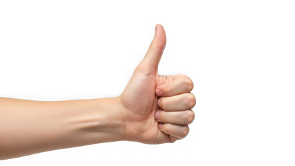 Human hand showing a positive thumbs up gesture, symbolizing agreement, success, approval, and excellent feedback isolated on transparent background