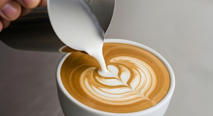 Pouring Steamed Milk to Create Latte Art Heart Design