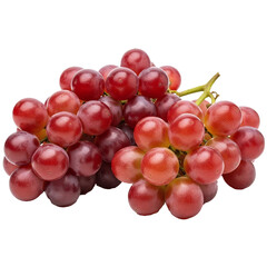 Fototapeta premium A fresh cluster of ripe red seedless grapes with a vibrant hue, perfect for snacking or making juice, isolated on transparent background