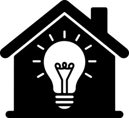 House with a lightbulb silhouette vector illustration