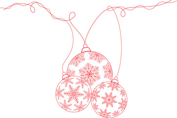 red christmas balls vector isolated on transparent background