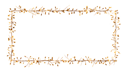 Rectangular Christmas light frame glowing with golden bulbs isolated on white background