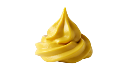 Elegant swirl of rich yellow creamy condiment, possibly a gourmet mustard or flavorful sauce, exhibiting a whipped texture and beautifully isolated on transparent background