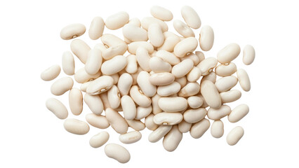 Heap of dry white beans, healthy plant-based protein ingredient