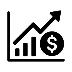 Financial growth chart with rising arrow and dollar sign icon