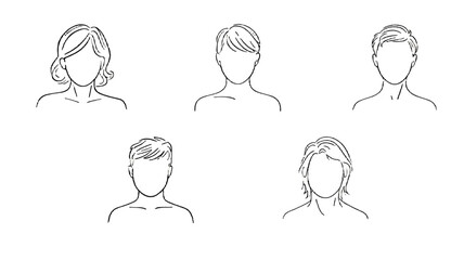 Illustration of varied hairstyles.