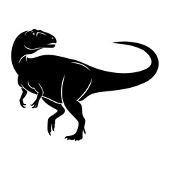 Black silhouette of a dinosaur standing on a white plain background art