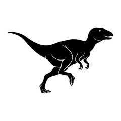 Silhouette of a theropod dinosaur standing on two legs on white background