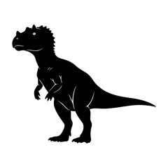 A black silhouette of a dinosaur standing on a white background image