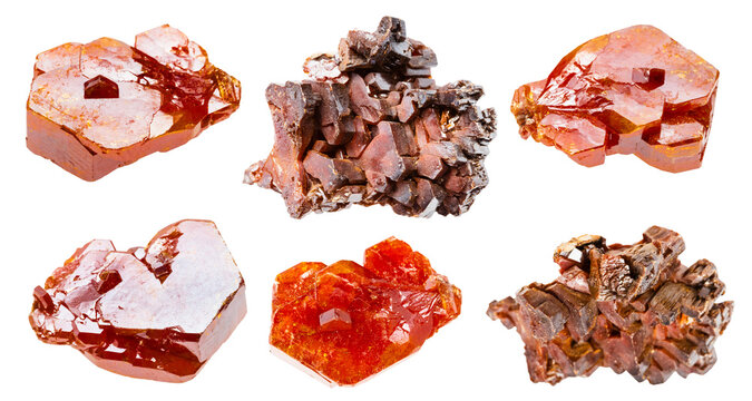 samples of vanadinite natural stones isolated