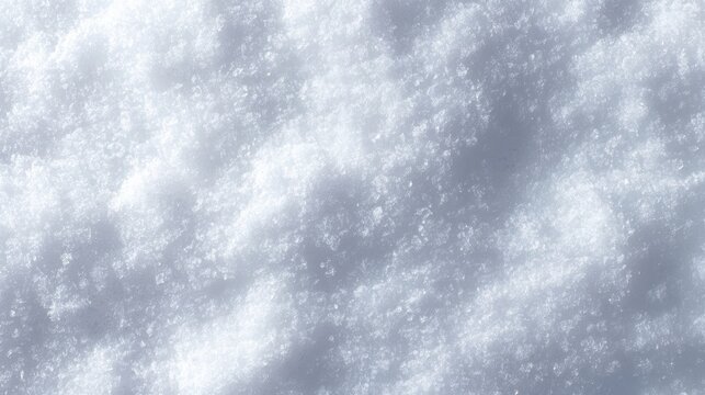 top view of winter snow, detailed snow texture with scattered snowflakes, pure white surface, seamless design background