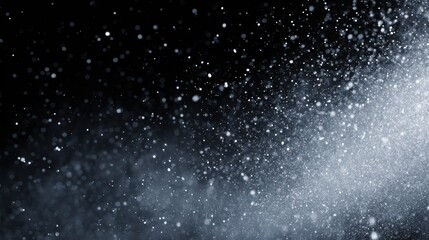real snow falling on black background, isolated snowflakes, blend layer effect for screen, high-detail texture, winter overlay