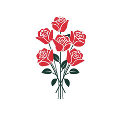 Delicate bouquet of red roses, perfect for expressing love and romance, ideal for Valentine's Day designs and elegant floral arrangements projects