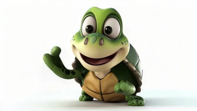 3d cartoon turtle on a white background. Selective focus